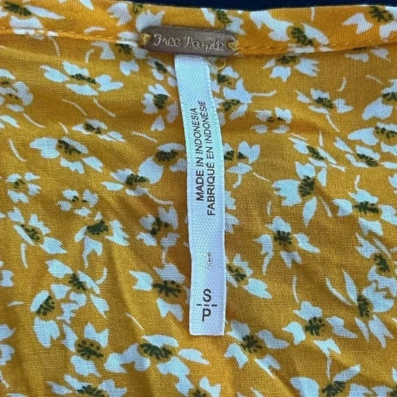 Free People One Fine Day Mini Dress Womens Orange Floral Size S/P Ruffle Boho - Picture 4 of 10